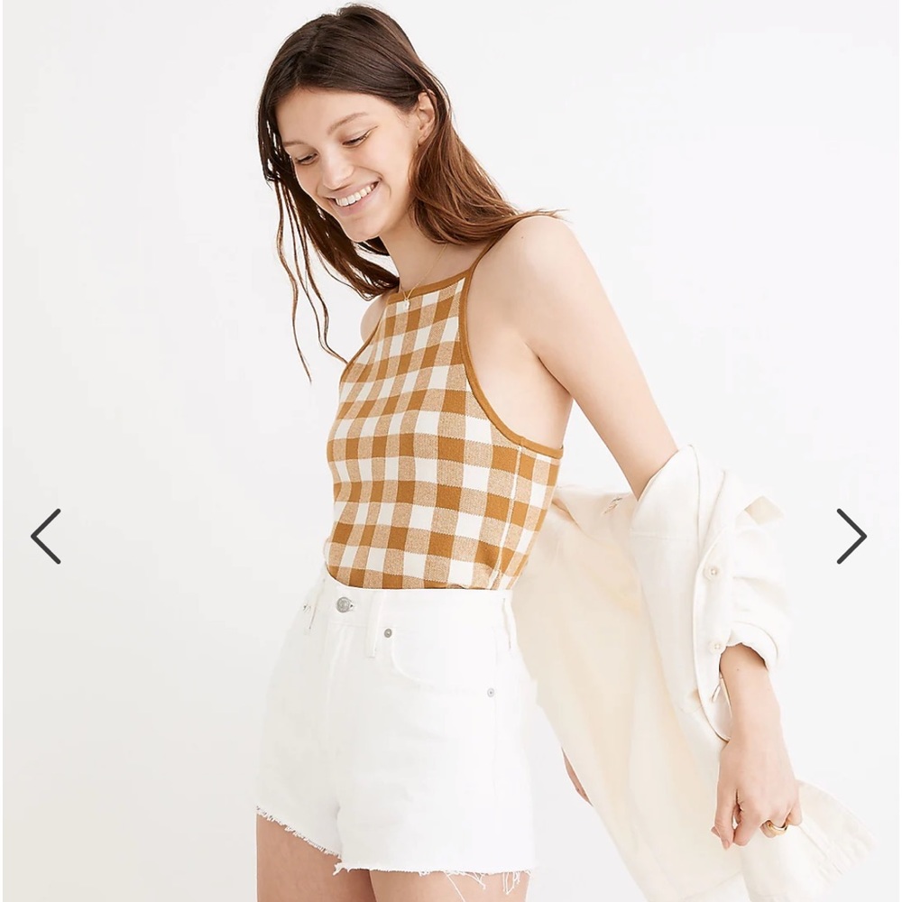 SOLD on Depep//Madewell Gingham Apron Sweater Tank size xs